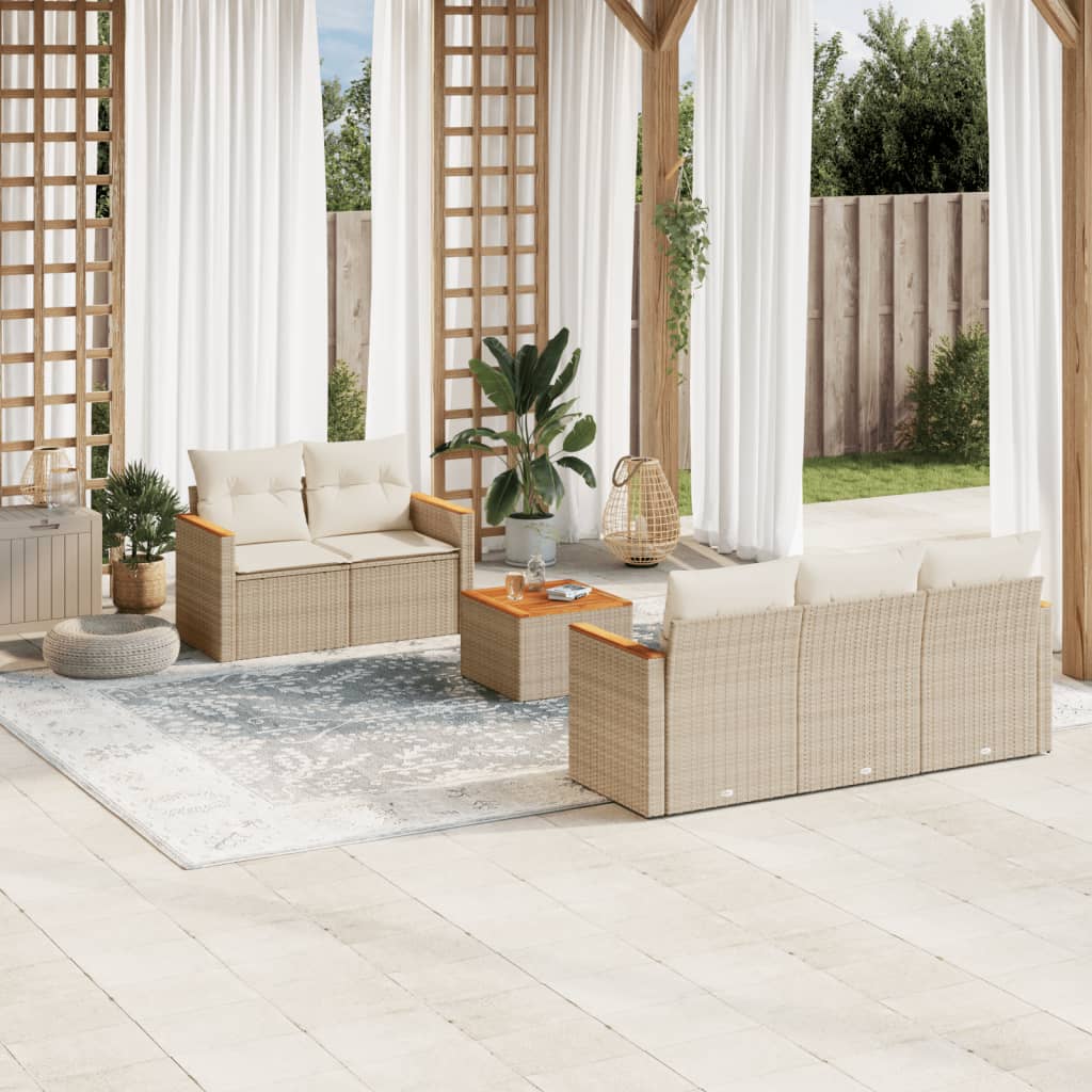 Set canapele de grădină cu perne, 6 piese, bej, poliratan GartenMobel Dekor
