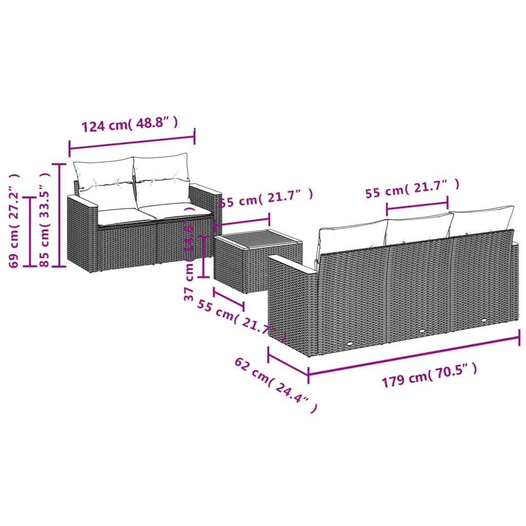 Set canapele de grădină cu perne, 6 piese, bej, poliratan GartenMobel Dekor