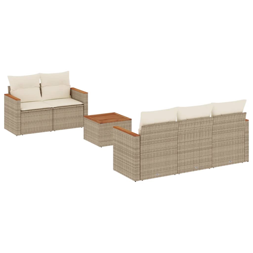 Set canapele de grădină cu perne, 6 piese, bej, poliratan GartenMobel Dekor