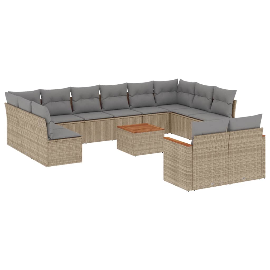 Set canapele de grădină, 13 piese, cu perne, bej, poliratan GartenMobel Dekor