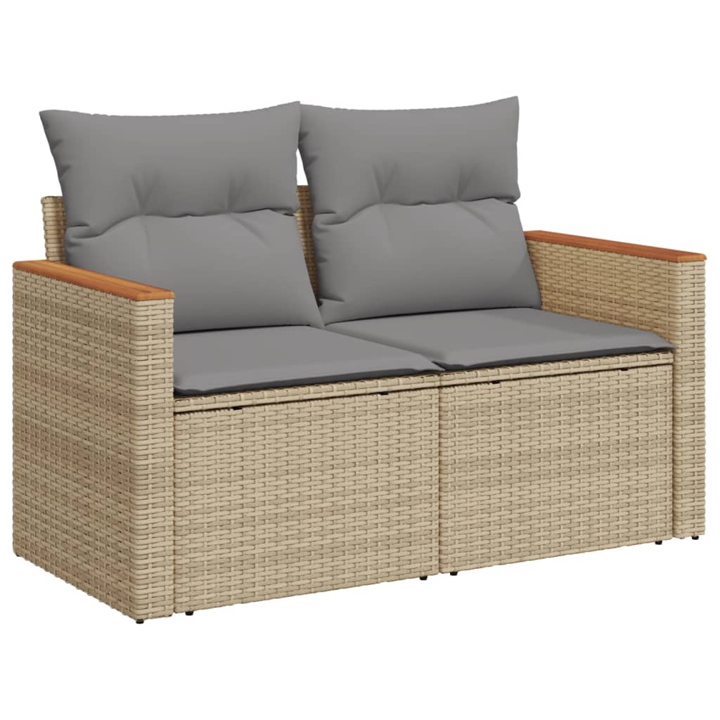 Set canapele de grădină, 7 piese, cu perne, bej, poliratan GartenMobel Dekor