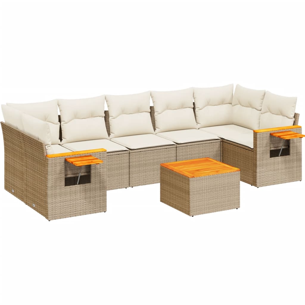 Set canapele de grădină, 8 piese, cu perne, bej, poliratan GartenMobel Dekor