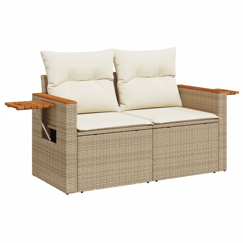 Set canapele de grădină, 8 piese, cu perne, bej, poliratan GartenMobel Dekor