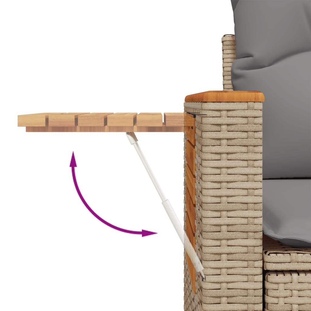Set canapele de grădină, 9 piese, cu perne, bej, poliratan GartenMobel Dekor