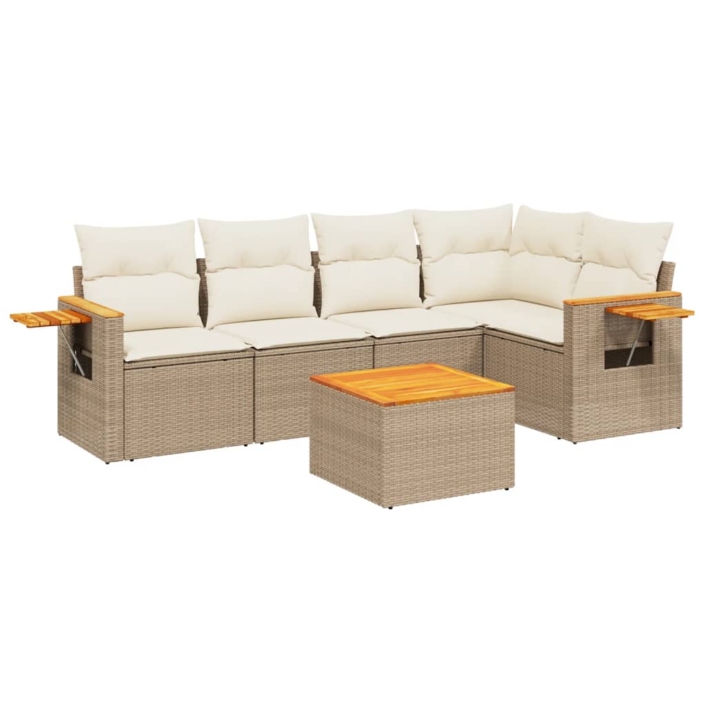 Set canapele de grădină cu perne, 6 piese, bej, poliratan GartenMobel Dekor