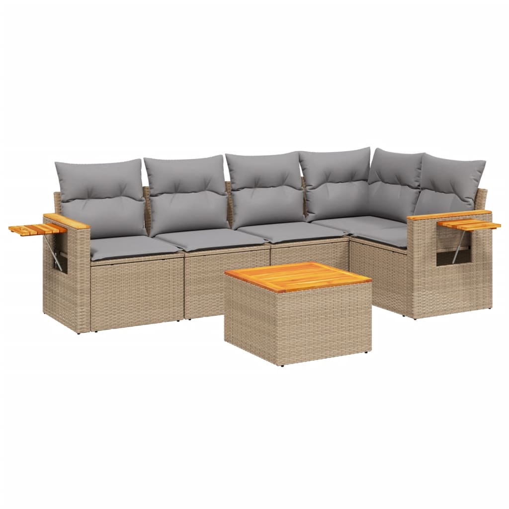 Set canapele de grădină cu perne, 6 piese, bej, poliratan GartenMobel Dekor