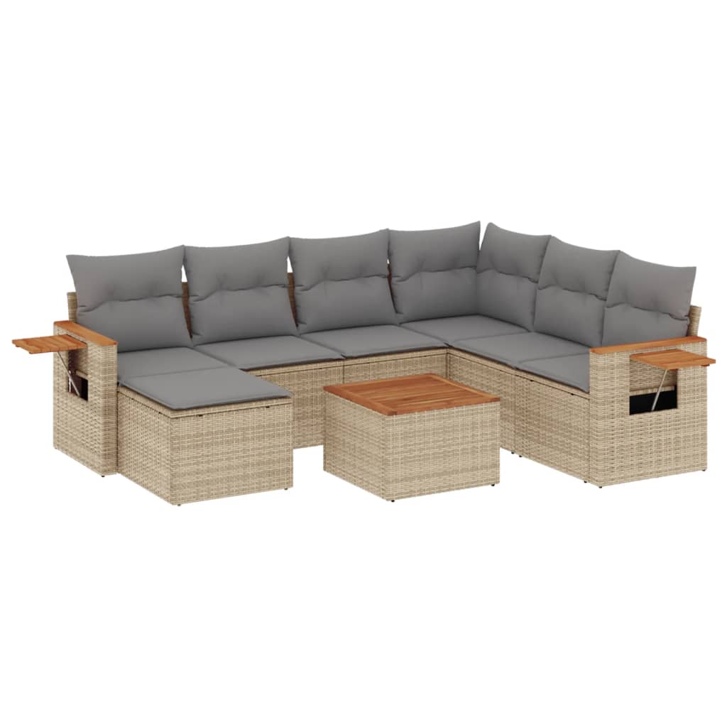 Set canapele de grădină, 8 piese, cu perne, bej, poliratan GartenMobel Dekor