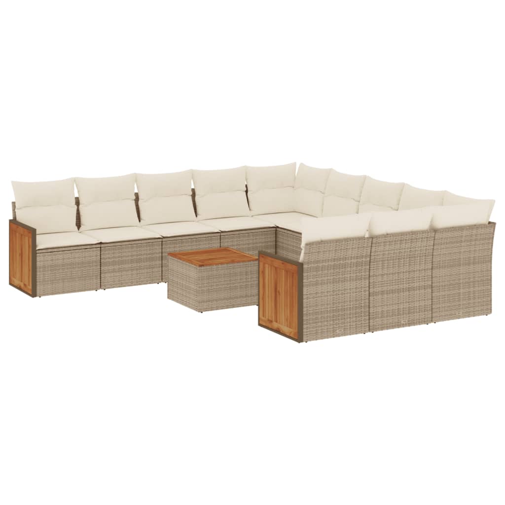 Set canapele de grădină cu perne, 12 piese, bej, poliratan GartenMobel Dekor