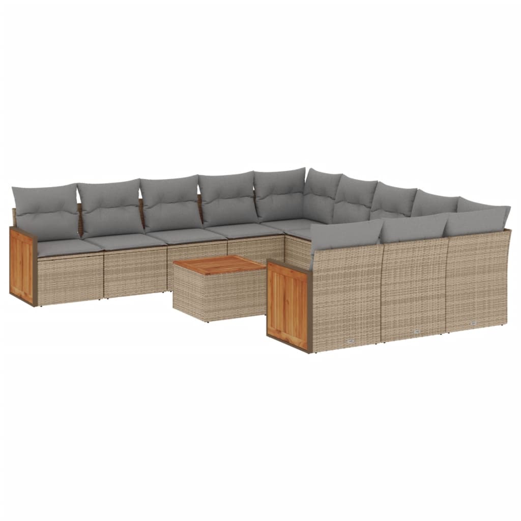 Set canapele de grădină cu perne, 12 piese, bej, poliratan GartenMobel Dekor