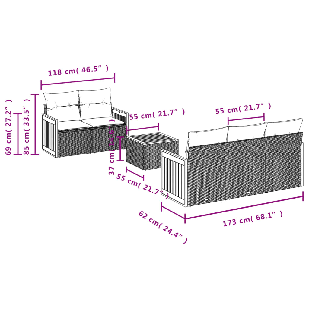 Set canapele de grădină cu perne, 6 piese, bej, poliratan GartenMobel Dekor