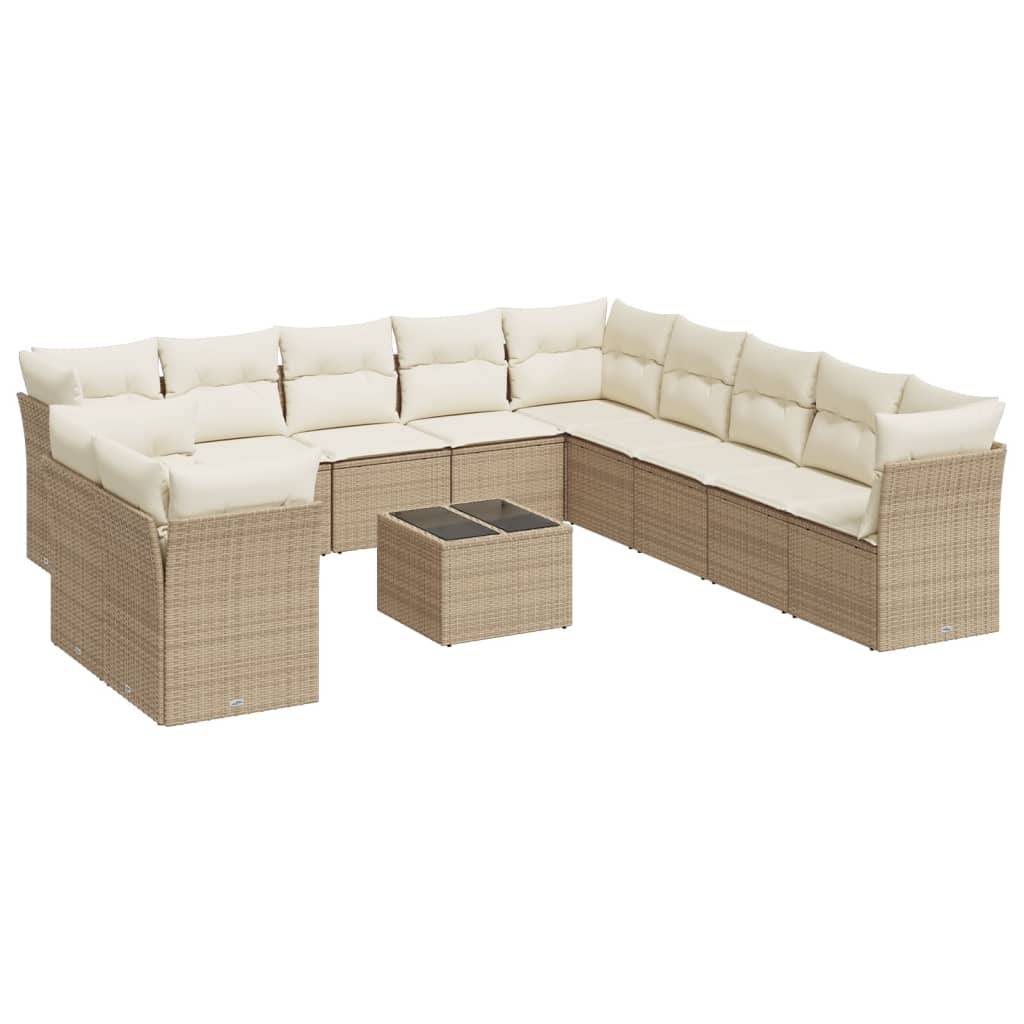Set canapele de grădină cu perne, 12 piese, bej, poliratan GartenMobel Dekor