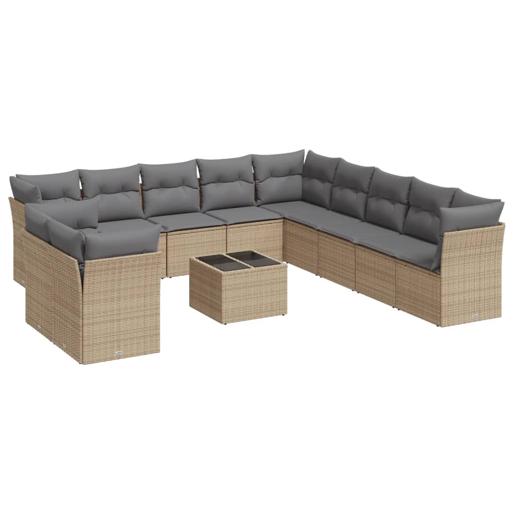 Set canapele de grădină cu perne, 12 piese, bej, poliratan GartenMobel Dekor