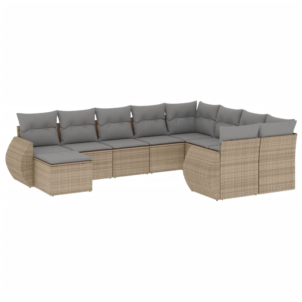 Set canapele de grădină cu perne, 10 piese, bej, poliratan GartenMobel Dekor