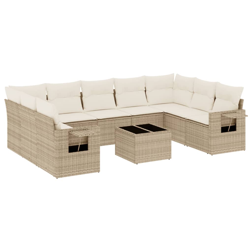 Set canapele de grădină cu perne, 10 piese, bej, poliratan GartenMobel Dekor