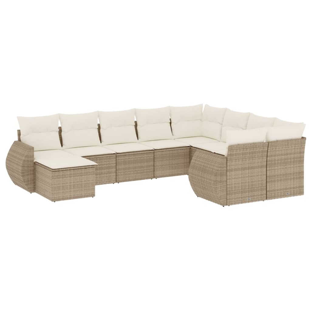 Set canapele de grădină cu perne, 10 piese, bej, poliratan GartenMobel Dekor