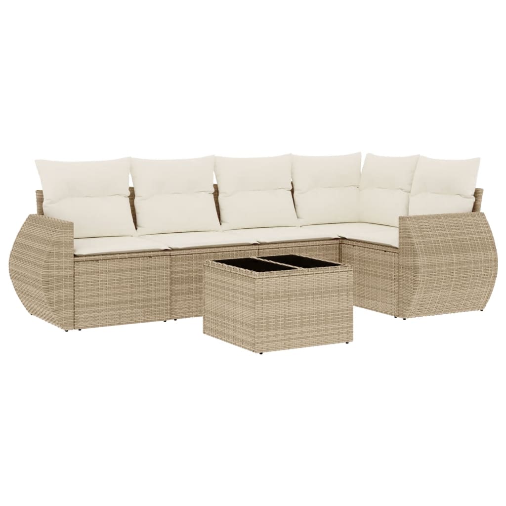 Set canapele de grădină cu perne, 6 piese, bej, poliratan GartenMobel Dekor