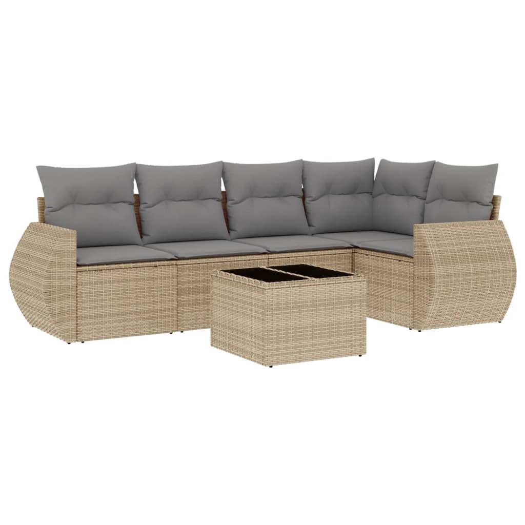 Set canapele de grădină cu perne, 6 piese, bej, poliratan GartenMobel Dekor