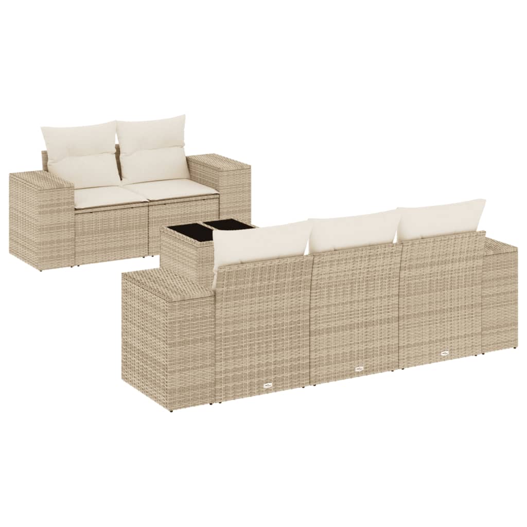 Set canapele de grădină cu perne, 6 piese, bej, poliratan GartenMobel Dekor