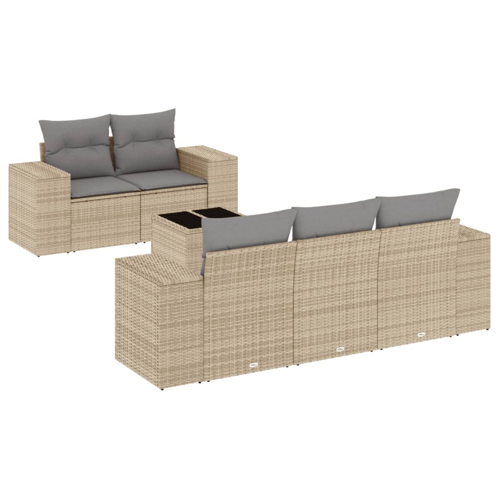 Set canapele de grădină cu perne, 6 piese, bej, poliratan GartenMobel Dekor