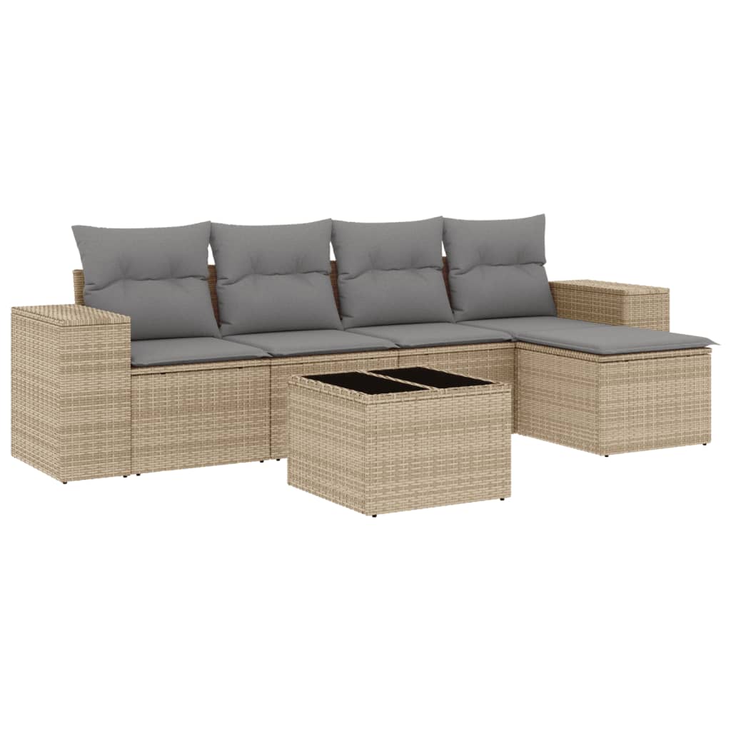 Set canapele de grădină cu perne, 6 piese, bej, poliratan GartenMobel Dekor