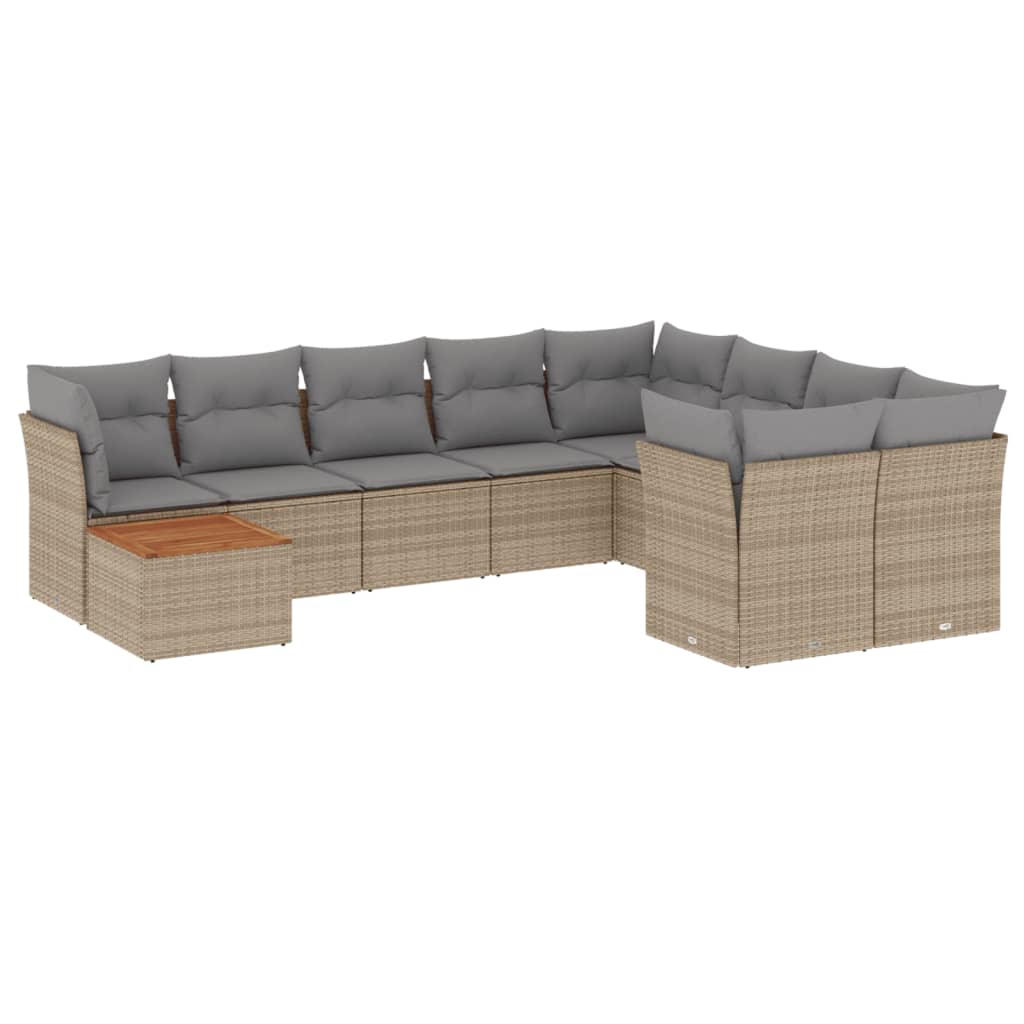 Set canapele de grădină, 10 piese, cu perne, bej, poliratan GartenMobel Dekor