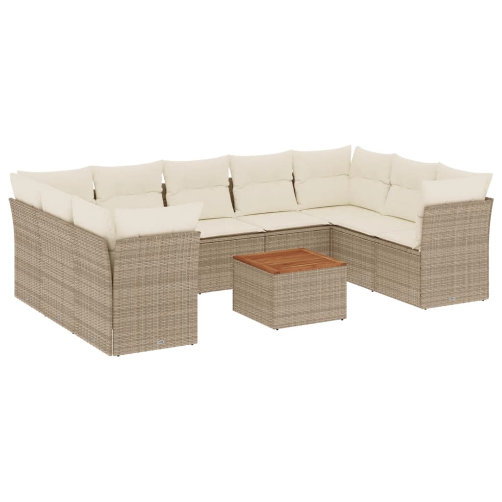 Set canapele de grădină cu perne, 10 piese, bej, poliratan GartenMobel Dekor