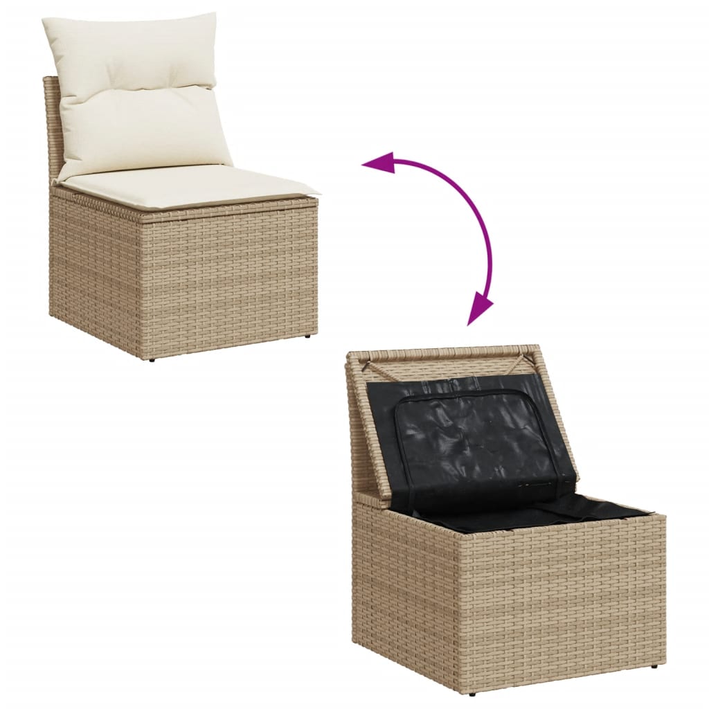Set canapele de grădină cu perne, 10 piese, bej, poliratan GartenMobel Dekor