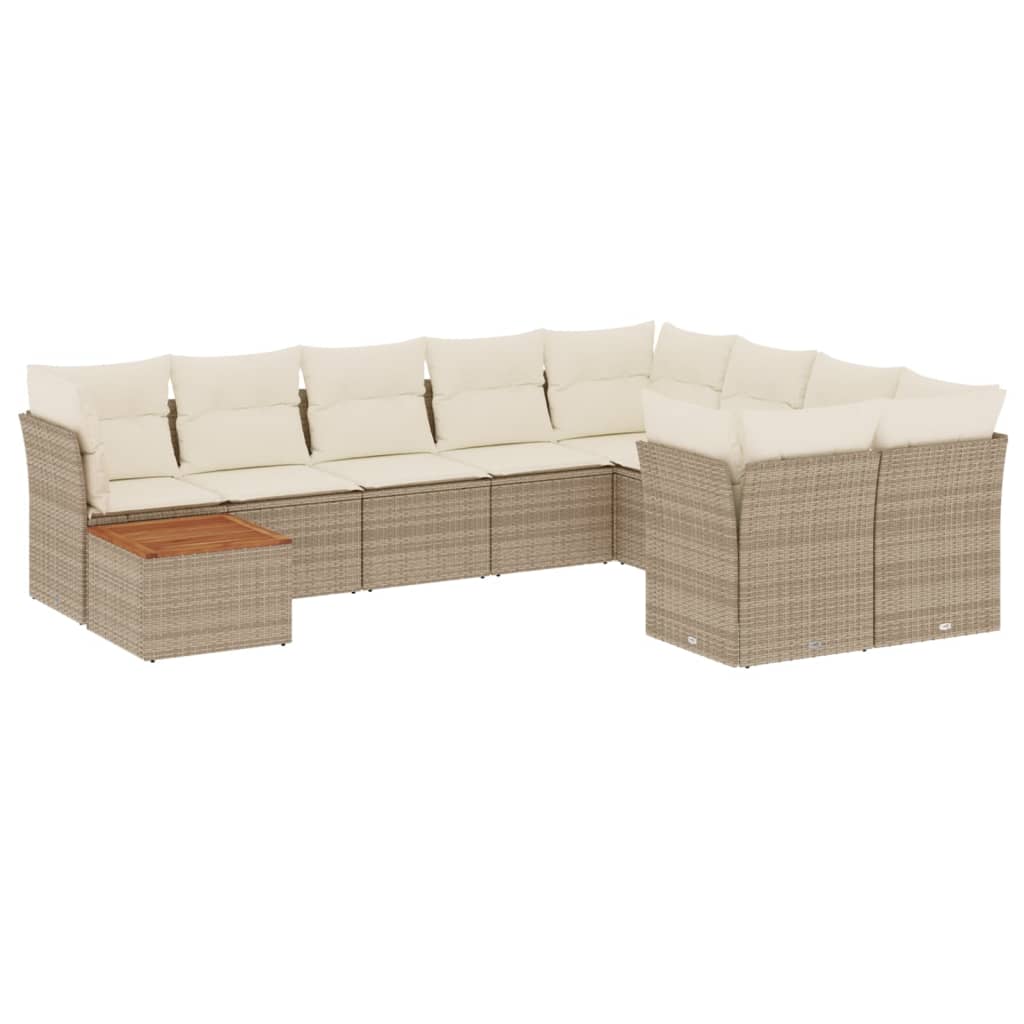 Set canapele de grădină cu perne, 10 piese, bej, poliratan GartenMobel Dekor