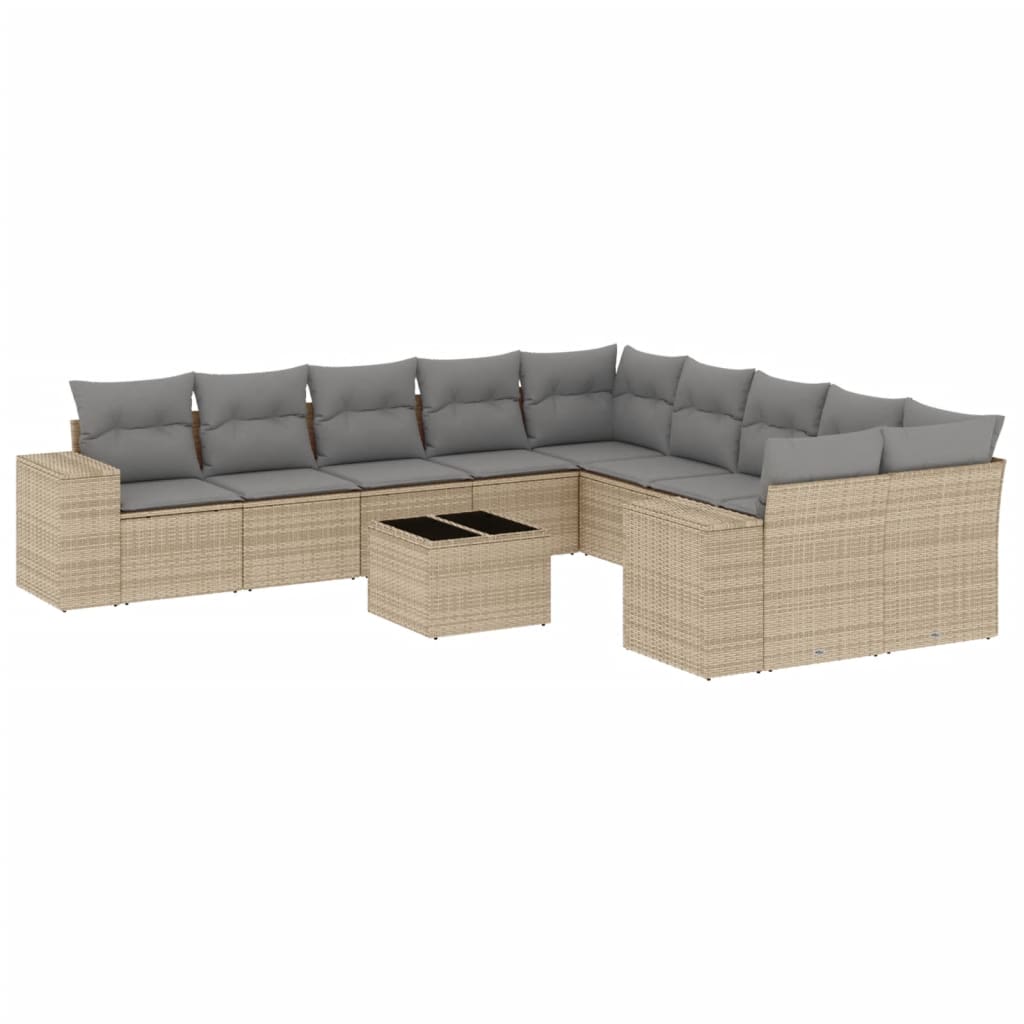 Set canapele de grădină cu perne, 11 piese, bej, poliratan GartenMobel Dekor