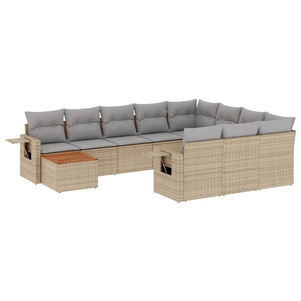 Set canapele de grădină, 11 piese, cu perne, bej, poliratan GartenMobel Dekor