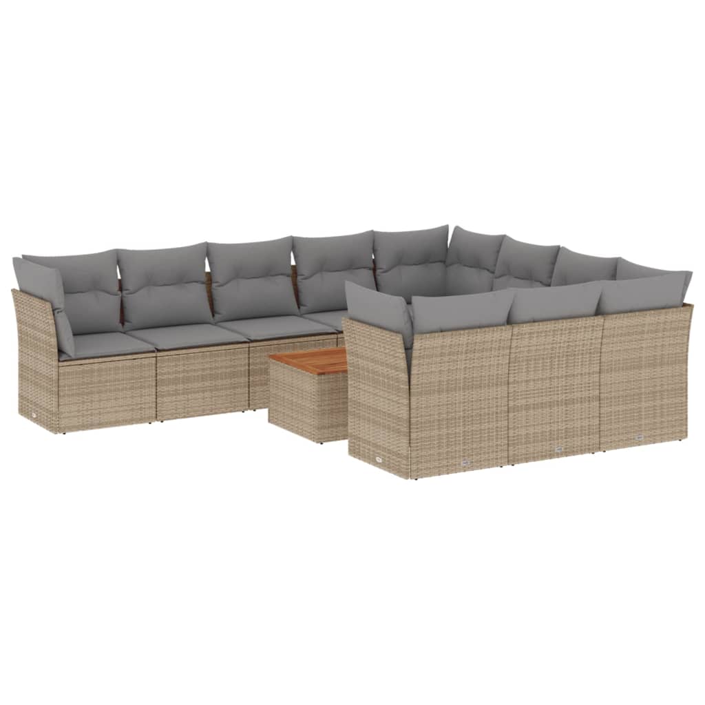 Set canapele de grădină, 11 piese, cu perne, bej, poliratan GartenMobel Dekor