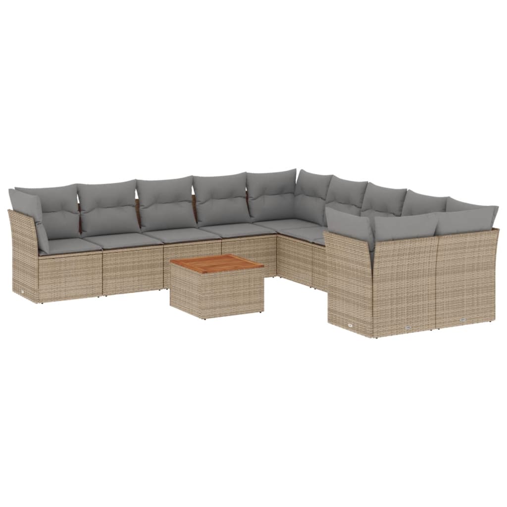 Set canapele de grădină, 11 piese, cu perne, bej, poliratan GartenMobel Dekor
