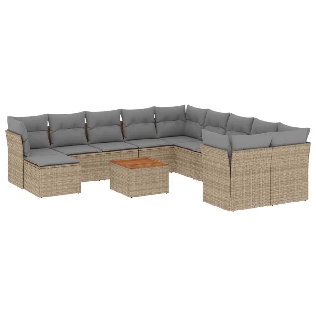 Set canapele de grădină, 12 piese, cu perne, bej, poliratan GartenMobel Dekor