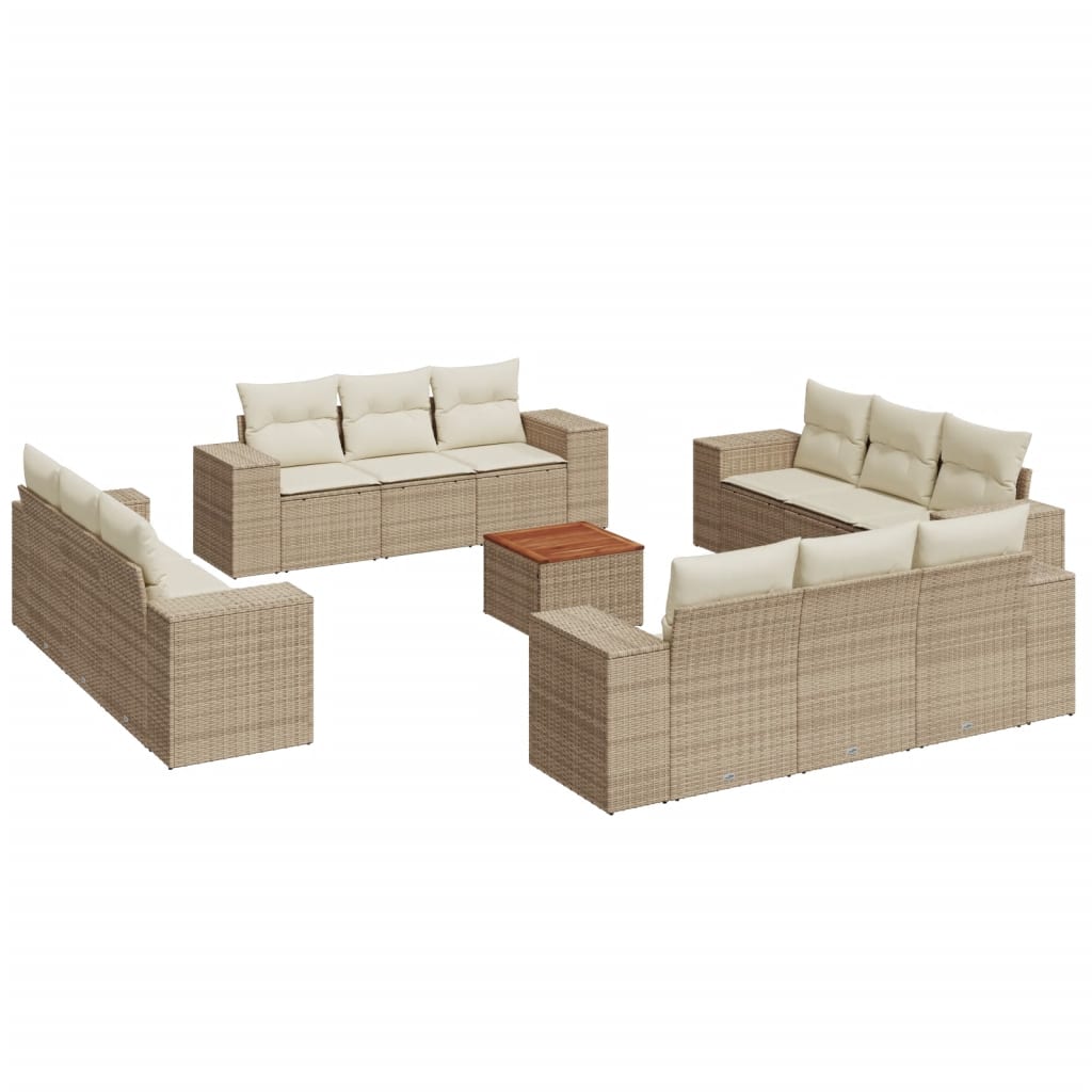 Set canapele de grădină, 13 piese, cu perne, bej, poliratan GartenMobel Dekor