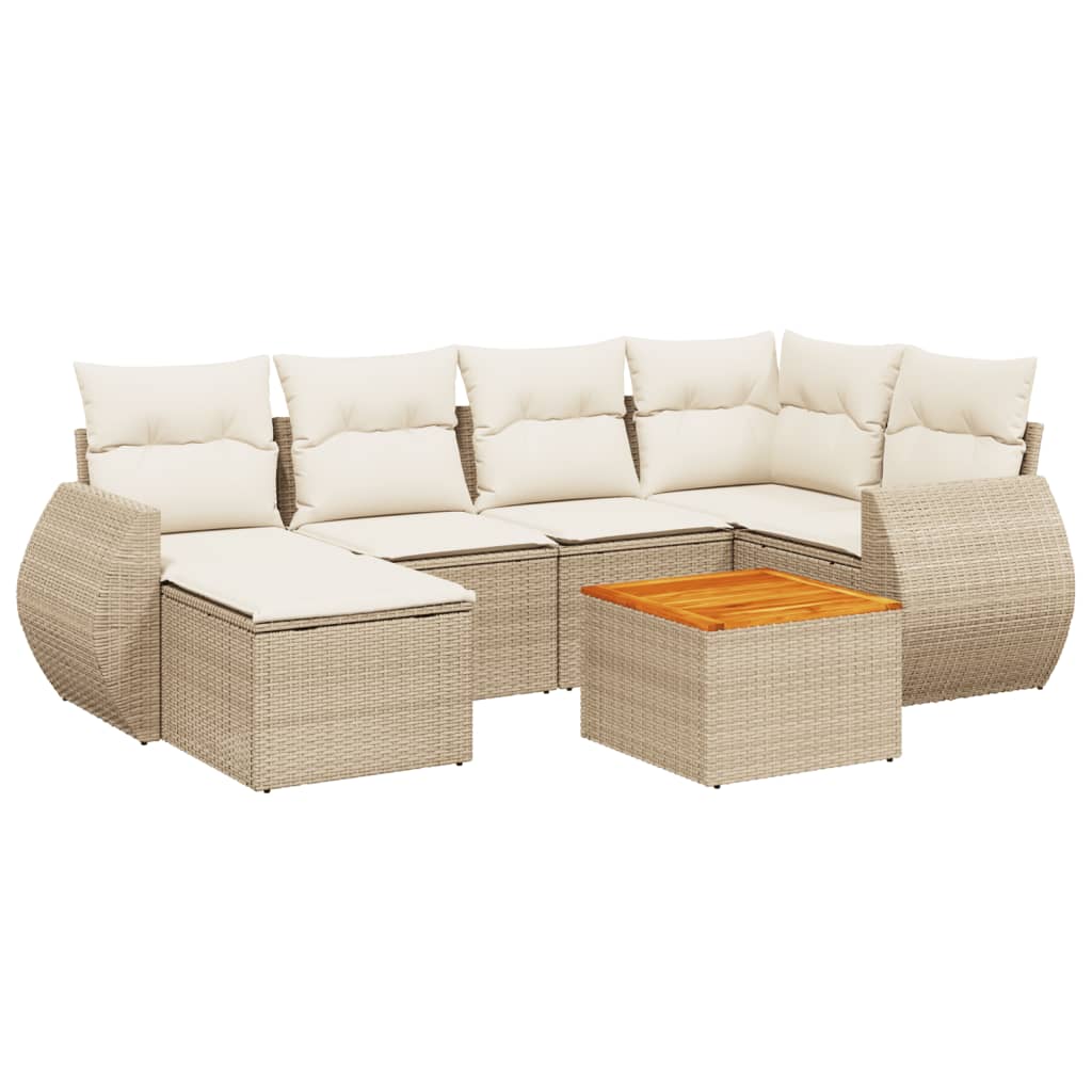 Set canapele de grădină, 7 piese, cu perne, bej, poliratan GartenMobel Dekor