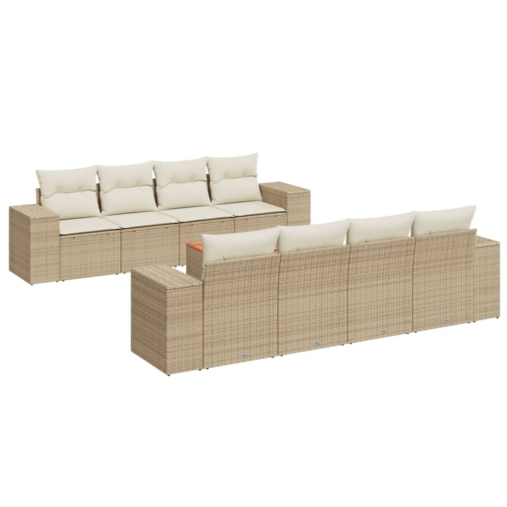 Set canapele de grădină, 9 piese, cu perne, bej, poliratan GartenMobel Dekor