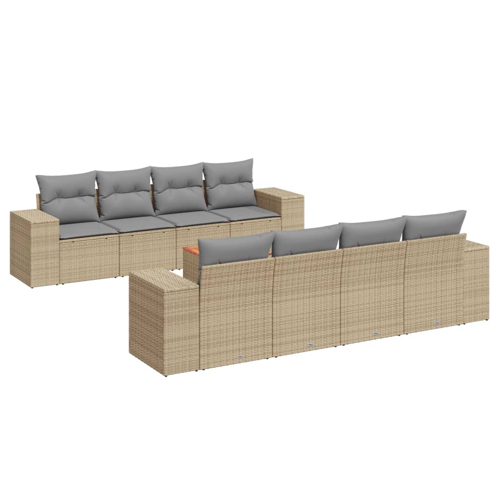 Set canapele de grădină, 9 piese, cu perne, bej, poliratan GartenMobel Dekor