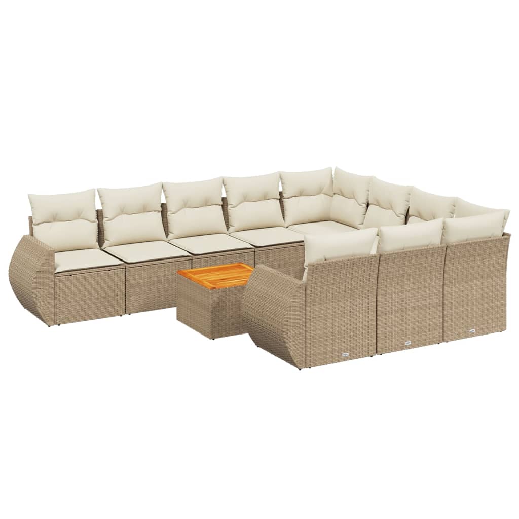Set canapele de grădină cu perne, 11 piese, bej, poliratan GartenMobel Dekor