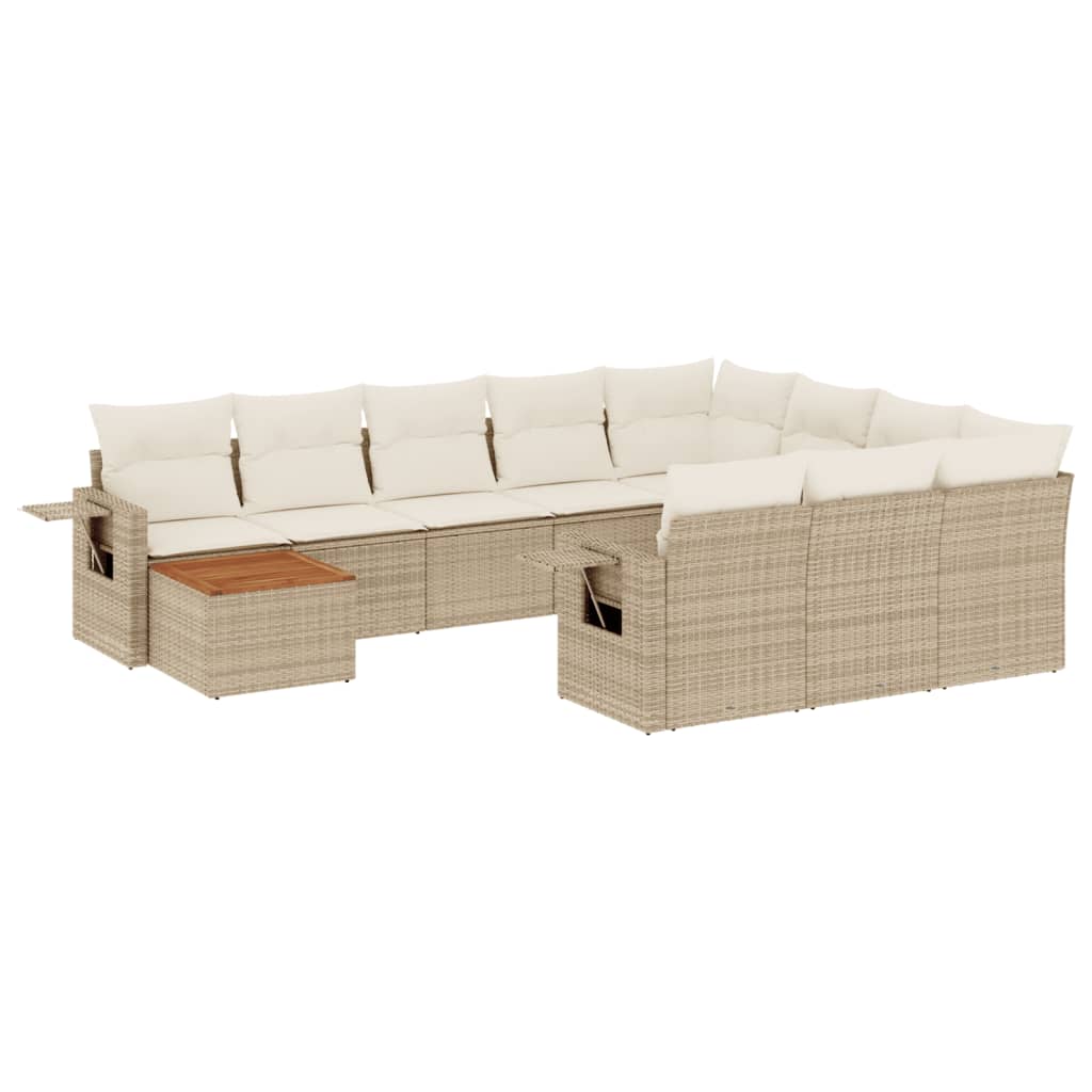 Set canapele de grădină cu perne, 11 piese, bej, poliratan GartenMobel Dekor