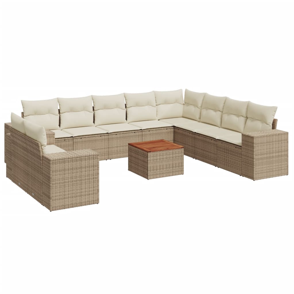 Set canapele de grădină cu perne, 11 piese, bej, poliratan GartenMobel Dekor