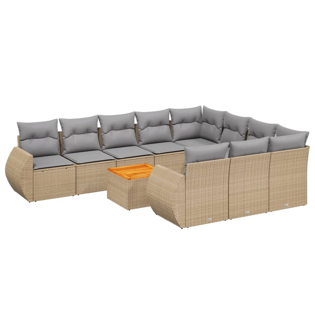 Set canapele de grădină cu perne, 11 piese, bej, poliratan GartenMobel Dekor