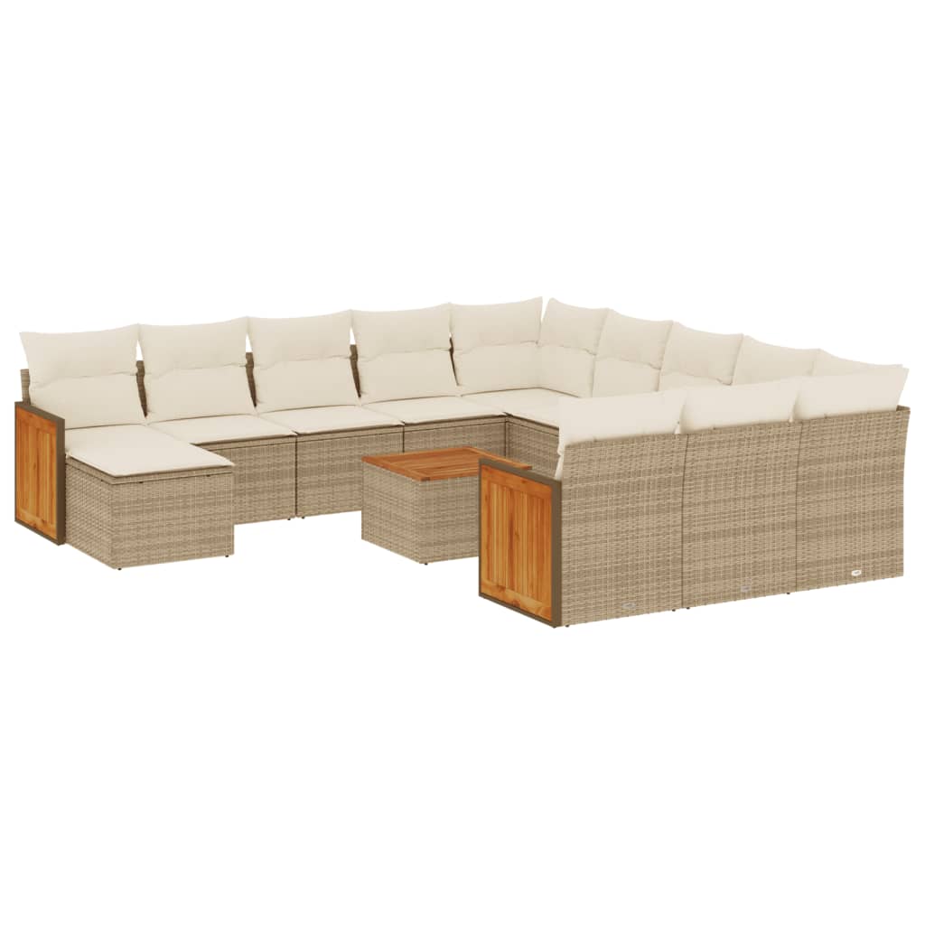 Set canapele de grădină, 13 piese, cu perne, bej, poliratan GartenMobel Dekor