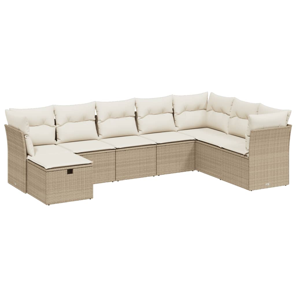 Set canapele de grădină, 8 piese, cu perne, bej, poliratan GartenMobel Dekor