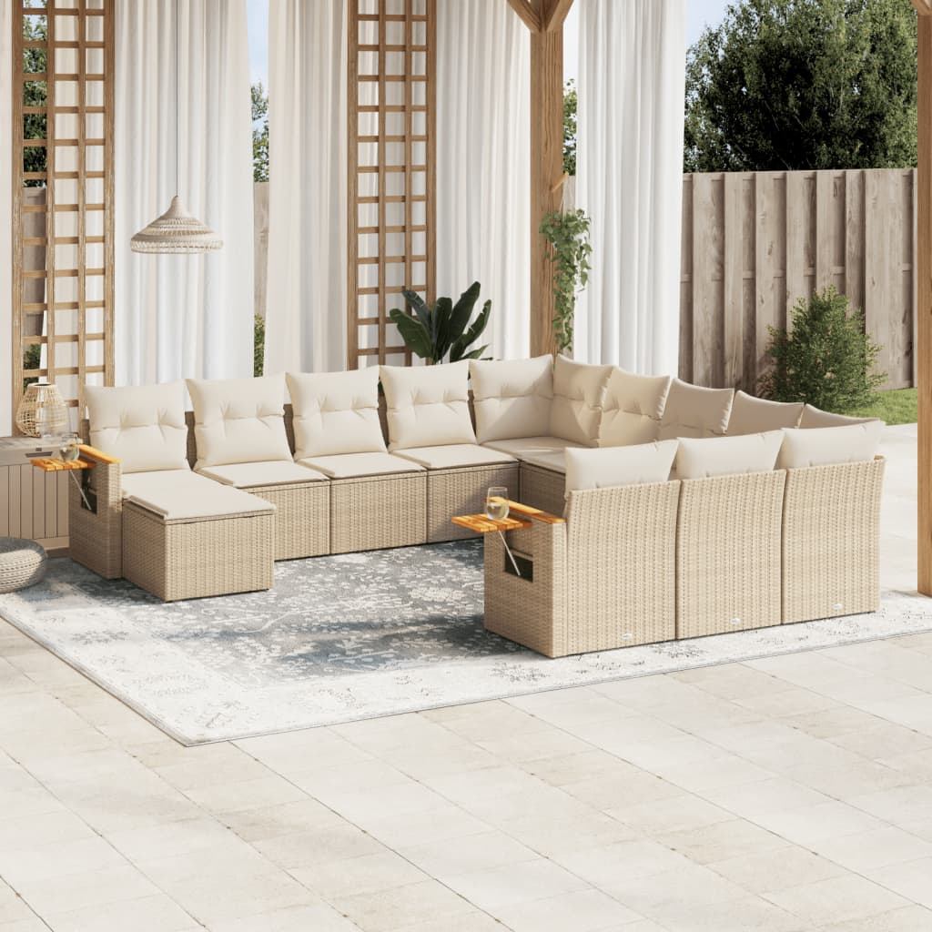Set canapele de grădină cu perne, 11 piese, bej, poliratan GartenMobel Dekor