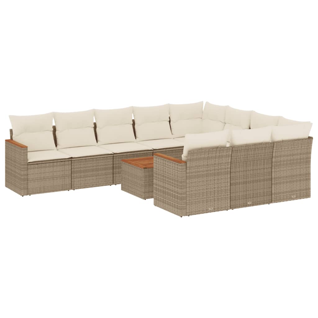 Set canapele de grădină cu perne, 11 piese, bej, poliratan GartenMobel Dekor