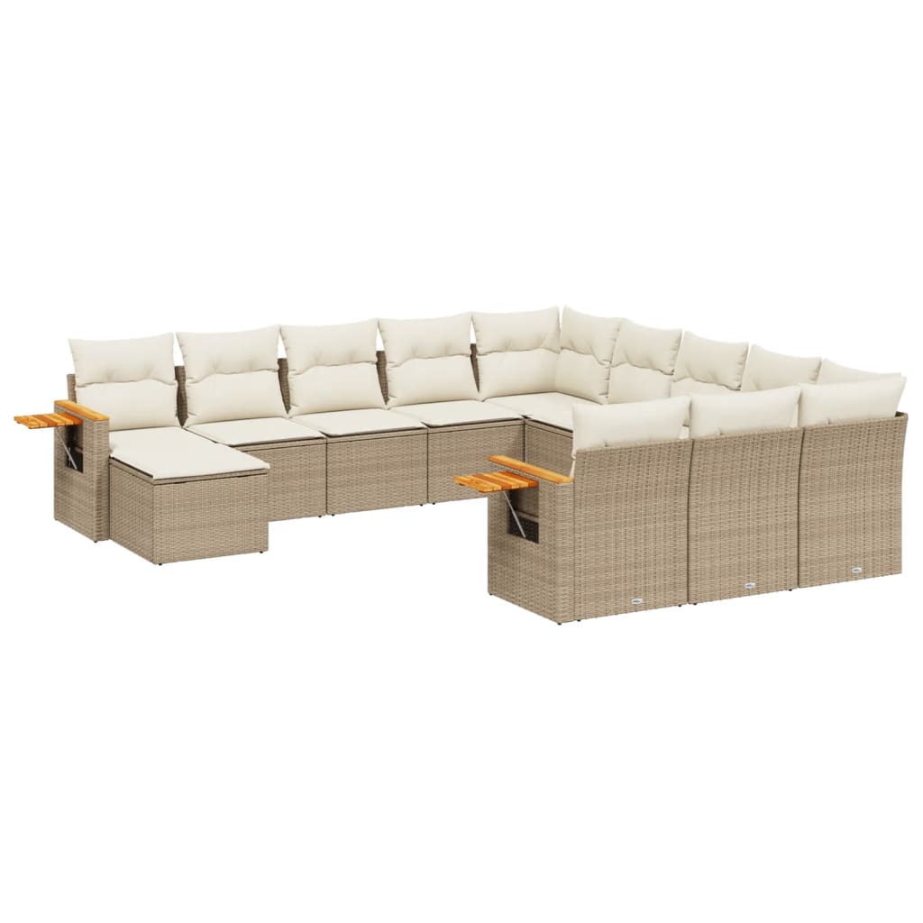 Set canapele de grădină cu perne, 11 piese, bej, poliratan GartenMobel Dekor