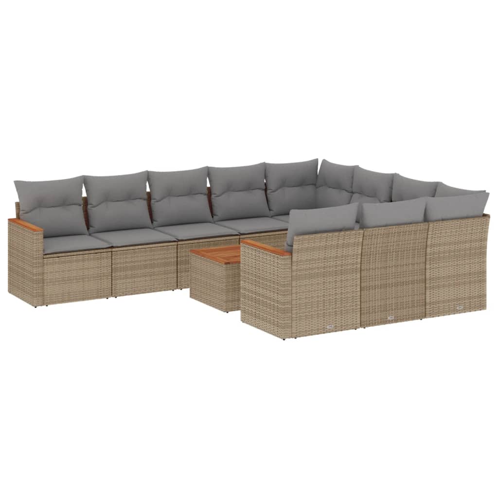 Set canapele de grădină cu perne, 11 piese, bej, poliratan GartenMobel Dekor
