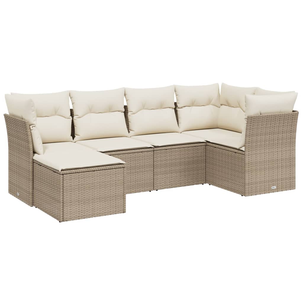 Set canapele de grădină cu perne, 6 piese, bej, poliratan GartenMobel Dekor