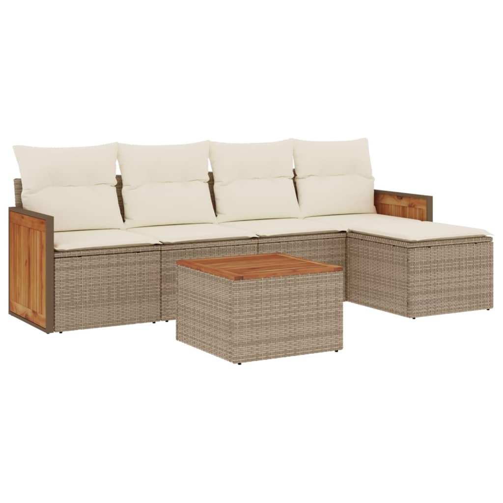 Set canapele de grădină cu perne, 6 piese, bej, poliratan GartenMobel Dekor