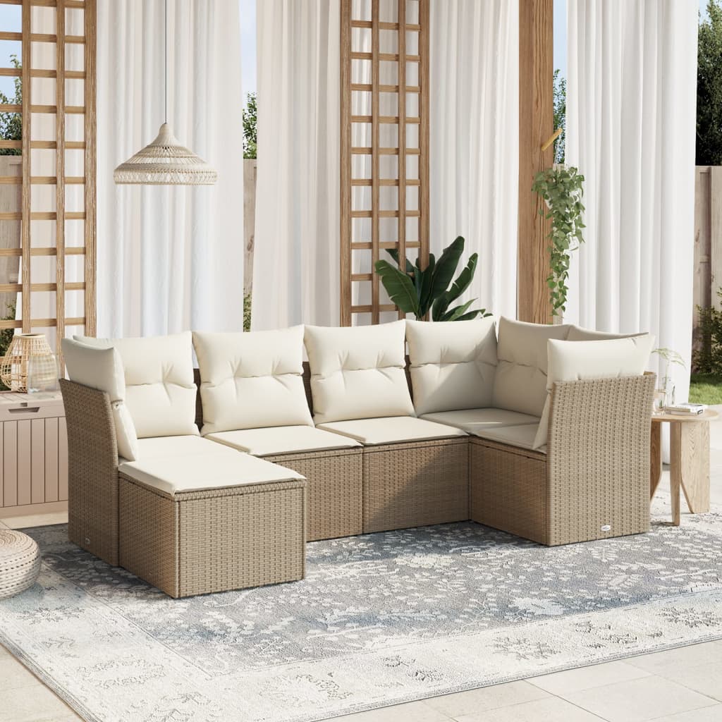 Set canapele de grădină cu perne, 6 piese, bej, poliratan GartenMobel Dekor